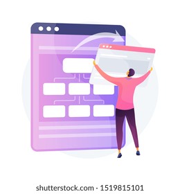 Cloud computing service, web hosting. Synchronised information, online storage, backup technology. Internet server. Cloud data center design element. Vector isolated concept metaphor illustration