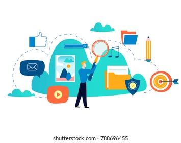 Cloud computing services and technology, data storage flat vector illustration. Network data storage design for mobile and web graphics