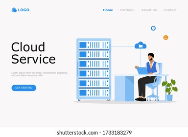 Cloud Computing Services Vector Illustration Concept , Suitable for web landing page, ui, mobile app, editorial design, flyer, banner, and other related occasion