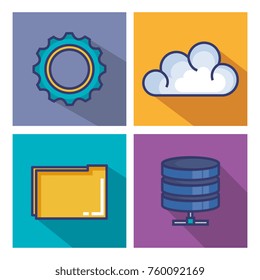 cloud computing set flat icons