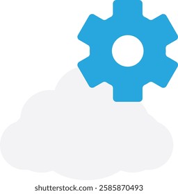 Cloud Computing Setting Icon Vector Flat Illustration