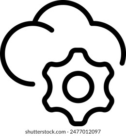 Cloud Computing Setting Outlined Icon. Simple vector illustration editable stroke.