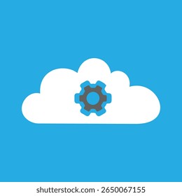 Cloud computing settings icon with gear symbol for system configuration concept
