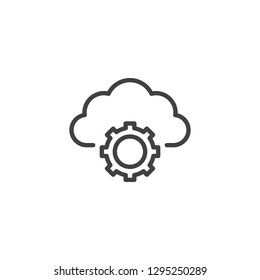Cloud computing Settings line icon. linear style sign for mobile concept and web design. Cloud Storage and Gear outline vector icon. Symbol, logo illustration. Pixel perfect vector graphics