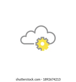 Cloud computing settings line icon. linear style sign for mobile concept and web design. Cloud computing with gear outline vector icon. Symbol, logo illustration. Vector graphics