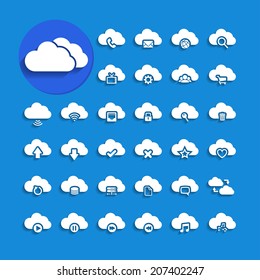 cloud computing with shadow icon set, vector eps10