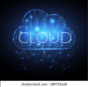 Cloud Computing Shining Network Structure. Technology Concept. Global Network Connection. Vector illustration