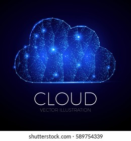 Cloud Computing Shining Network Structure. Technology Concept. Global Network Connection. Vector illustration