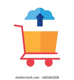 cloud computing with shopping cart Payment online flat style vector illustration design