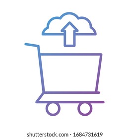 cloud computing with shopping cart Payment online line degradient style vector illustration design