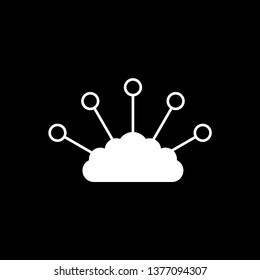 Cloud computing sign.black background - cloud with thin line