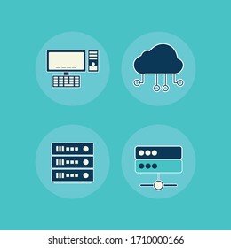 Cloud computing simple concept icons set.