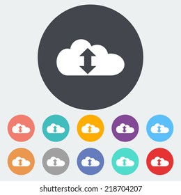 Cloud computing. Single flat icon on the circle. Vector illustration.