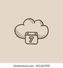 Cloud computing sketch icon.