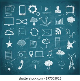 Cloud computing sketch.  Vector illustration.