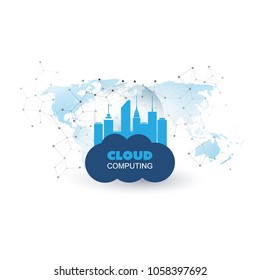 Cloud Computing and Smart City Design Concept - Global Digital Network Connections, Technology Background