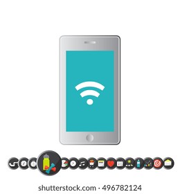 Cloud computing and smart phone apps. Vector flat design