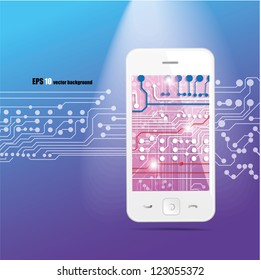 Cloud computing. Smart phone and circuit