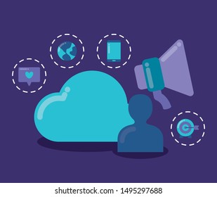 cloud computing with social media icons