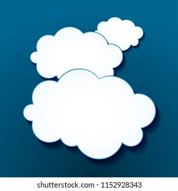 Cloud Computing or Social Network. Creative illustration  clouds on isolated blue background.