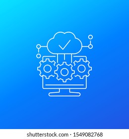 cloud computing software icon, linear vector