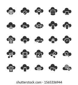 Cloud Computing Solid Icon Set. Vector And Illustration.