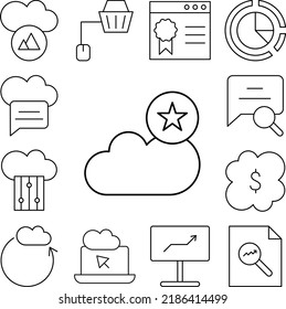 Cloud computing, star, SEO icon in a collection with other items
