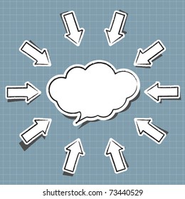 Cloud computing sticker in comic style