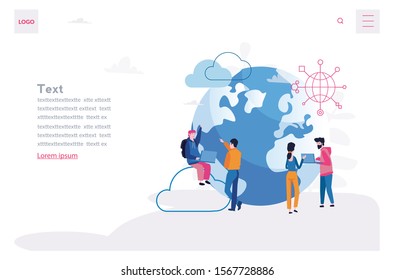 Cloud computing or storage  Vector illustration for web banner, infographics, mobile. server technology, Cloud technology, big data