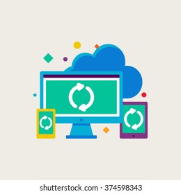 Cloud computing and cloud storage vector illustration