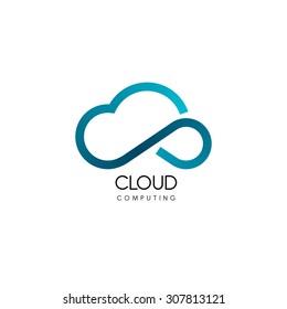 Cloud computing and storage vector logo. Technology design template