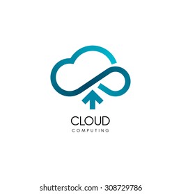 Cloud computing and storage vector logo. Technology design template