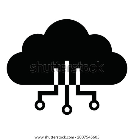 Cloud computing symbol with circuit board connections data storage icon icon