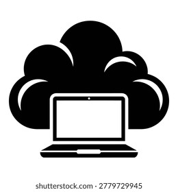 Cloud computing symbol with laptop computer and cloud storage icon icon