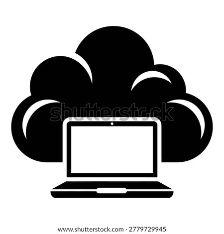 Cloud computing symbol with laptop computer and cloud storage icon icon