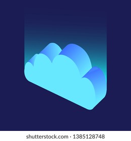 Cloud computing symbol neon isometric blurred vector digital image illustration