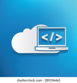 Cloud computing symbol on blue background,clean vector