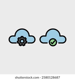 Cloud computing symbol set - Cloud computing, cloud infrastructure, technology and network.
