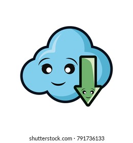 Cloud computing symbol smiling cartoon
