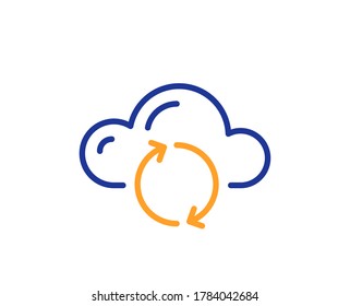 Cloud Computing Sync Line Icon. Internet Data Storage Sign. File Hosting Technology Symbol. Colorful Thin Line Outline Concept. Linear Style Cloud Sync Icon. Editable Stroke. Vector