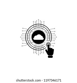 cloud computing system concept on touch screen icon. Element of touch screen technology icon. Premium quality graphic design icon. Signs and symbols collection icon for websites