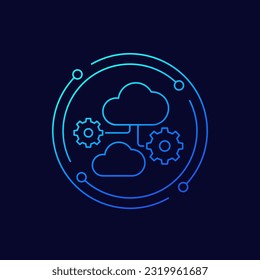 cloud computing system icon, linear design