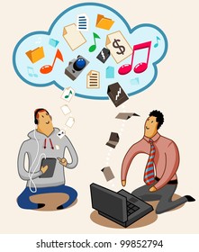 Cloud Computing System technology. Vector Illustration