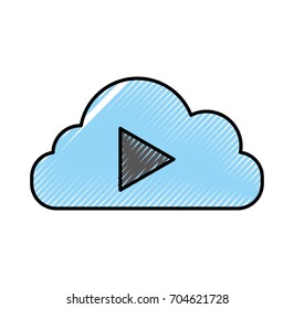 cloud computing with tape media player isolated icon