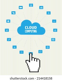 Cloud computing technology abstract scheme with cursor hand