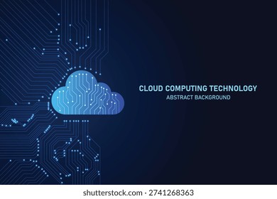 Cloud computing technology background with digital circuit network and data storage concept. Vector and Illustration