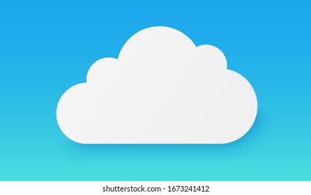 Cloud computing technology with bank white cloud shape. paper art vector illustration