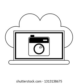 cloud computing technology black and white