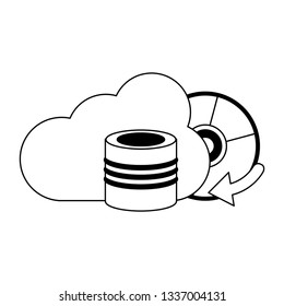 Cloud computing technology in black and white