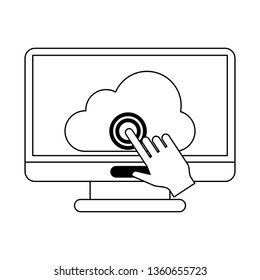 Cloud computing technology in black and white